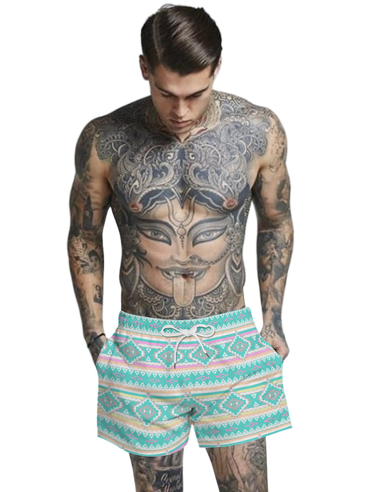 Mens Summer Printed Breathable Board Shorts