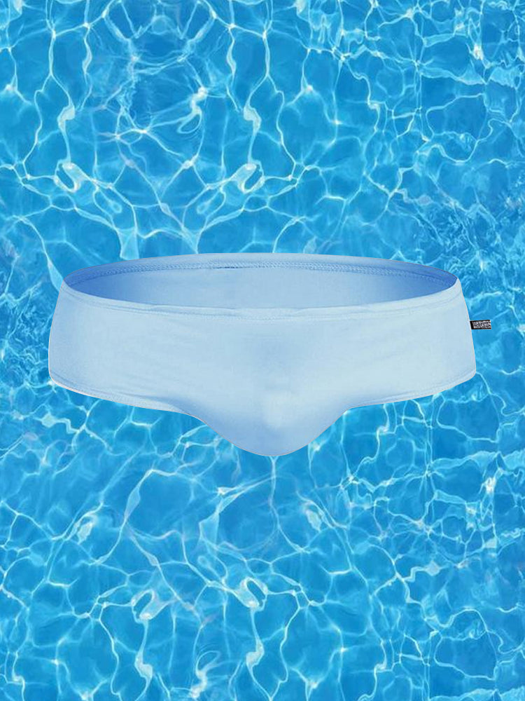 Men Solid Color Sexy Quick Dry Pouch Swim Briefs