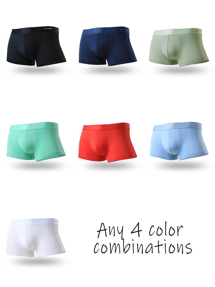 4 Pack Men's Pouch Anti-bacterial Silk Underwear