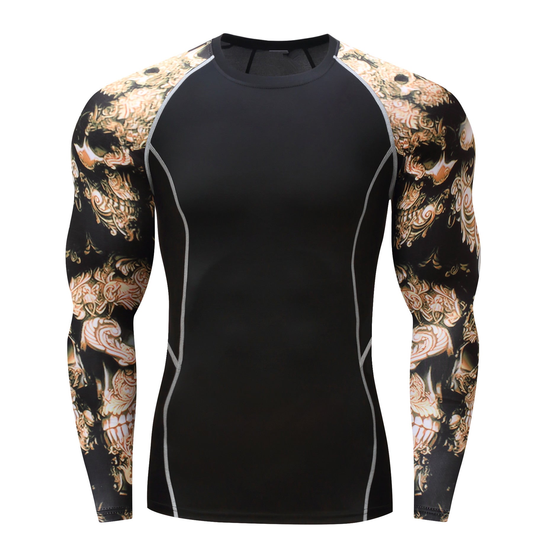 Mens Elastic Sport Training Quick Drying Printing Tops