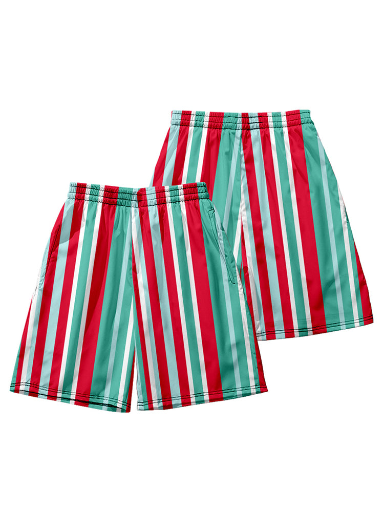 Men's Multicolor Stripe Leisure Swim Shorts