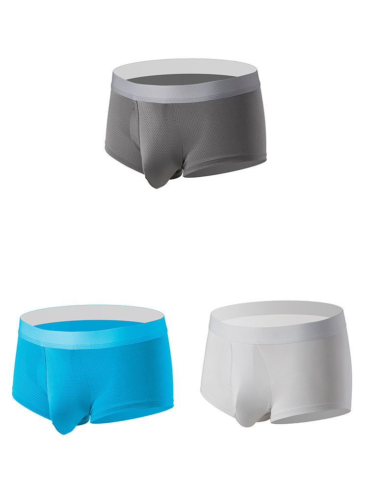 Men’s 3 Pack Fly Big Pouch Breathable Trunks