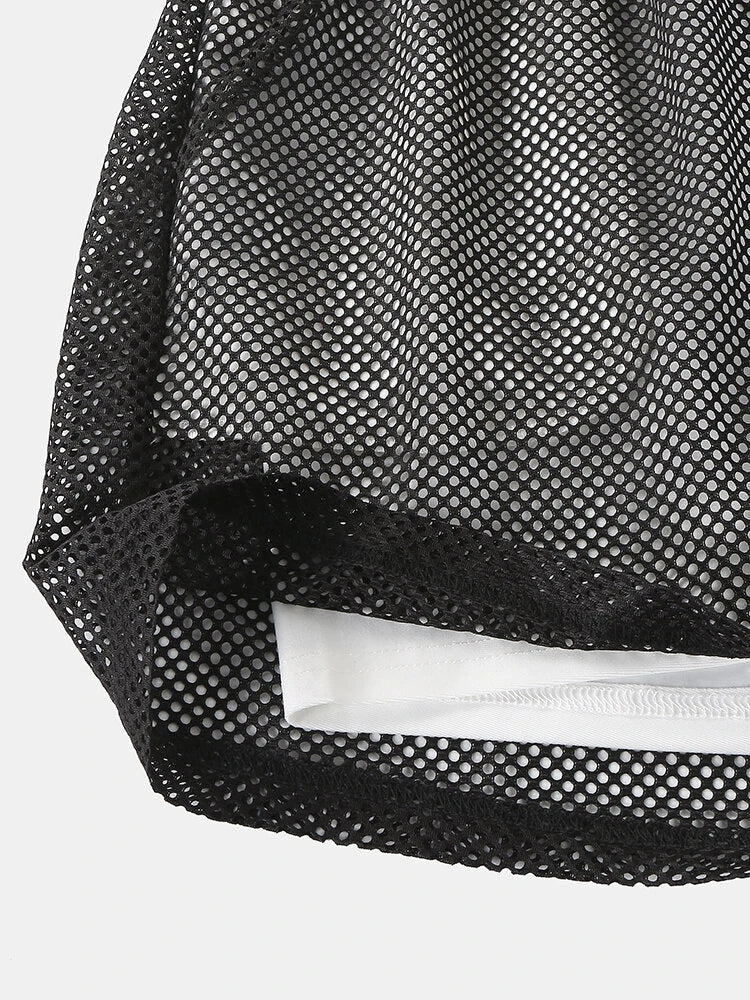 Mens Mesh Loose See Through Swim Shorts