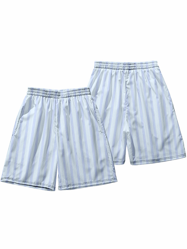 Mens Novelty & Basic Stripes Quick Dry Beach Shorts