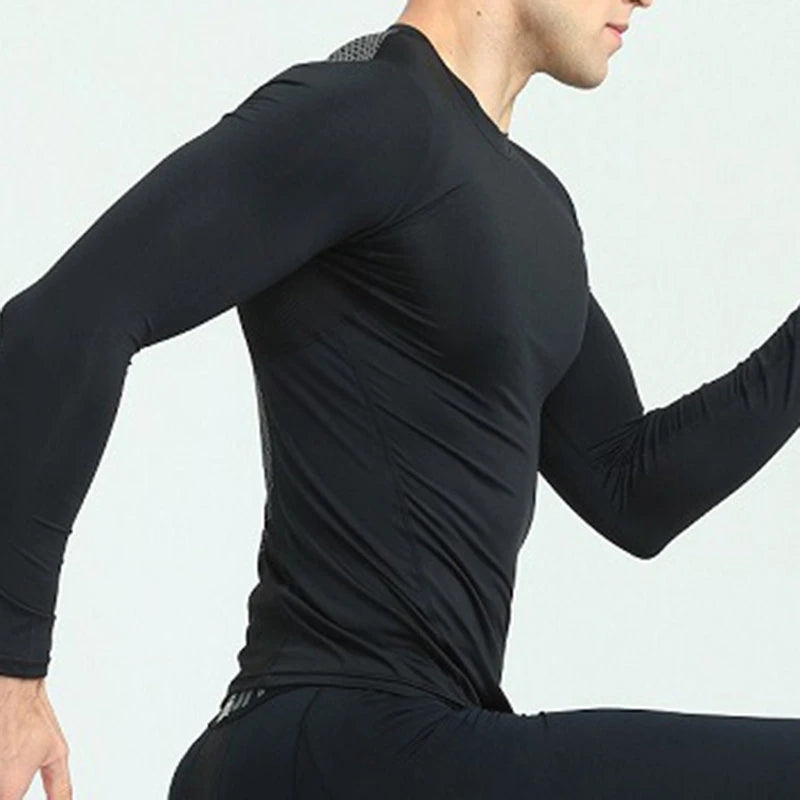 Mens Super Elastic Sport Gym Quick-drying Tops