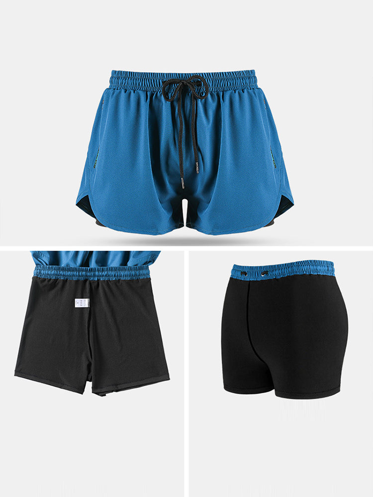 Men Breathable Liner Zipper Pocket Swim Trunks