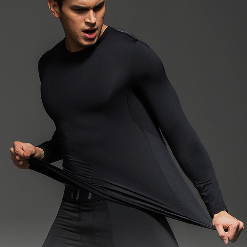 Mens Super Elastic Sport Gym Quick-drying Tops