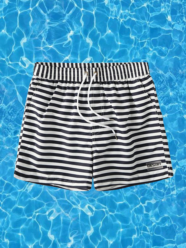 Mens Quick Dry Striped Print Surf Board Short