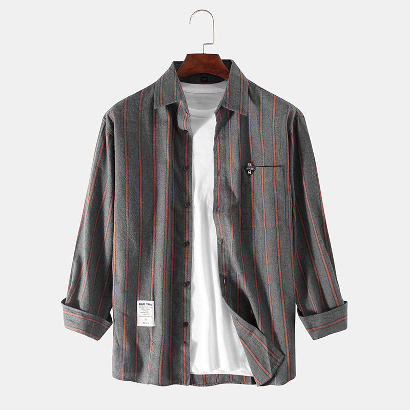 Mens Plain Stripe Long Sleeve Shirts