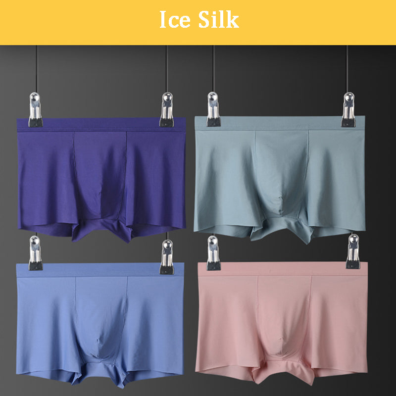 Seamless Breathable Ice Silk Summer Men's Boxer Briefs