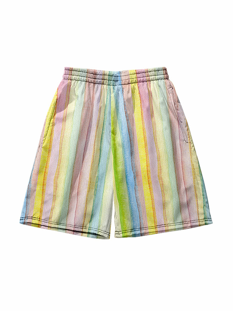 Mens Novelty & Basic Stripes Quick Dry Beach Shorts