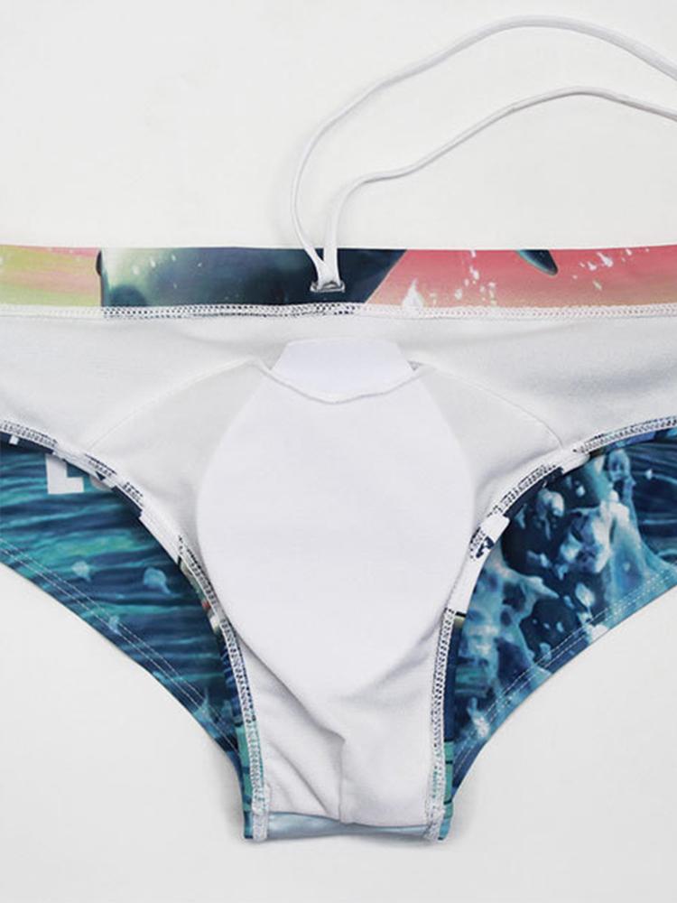 Men's Fashion Summer Printed Swim Shorts Briefs