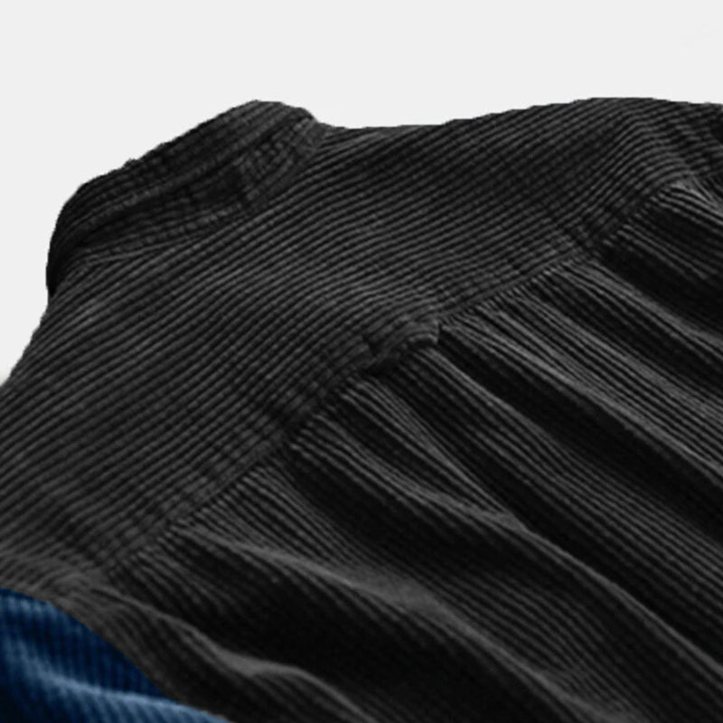 Mens Patchwork Double Pocket Loose Long Sleeve Shirts