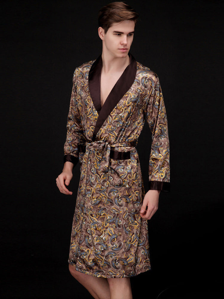 Men's Luxurious Satin Printed Robe