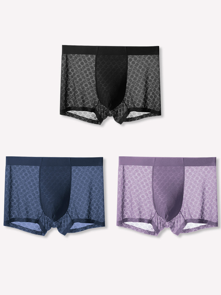 3 Pack Mens Ice Silk Underwear Soft Ultra-Thin Trunks