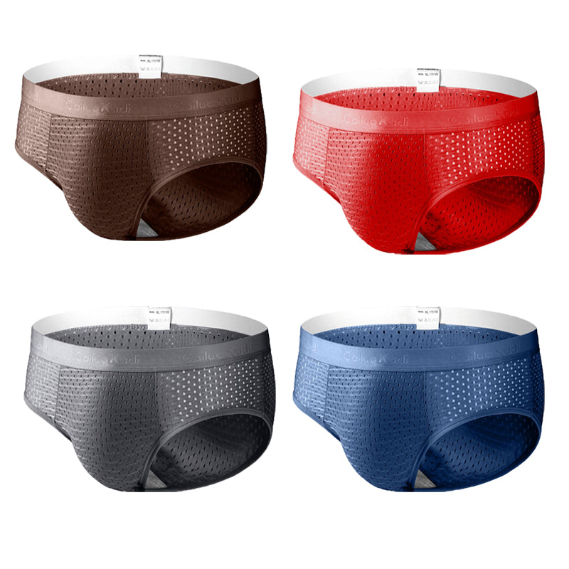 4 Pack Breathable Ice Silk Antibacterial Men's Briefs