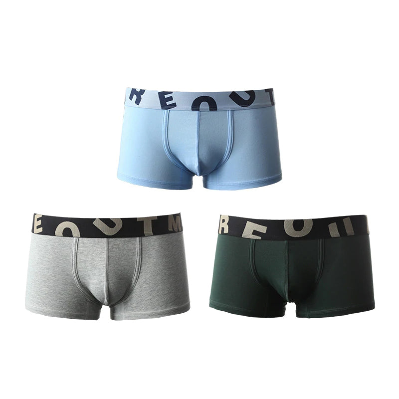 3 Pack Mens U Bulge Pouch Cotton Boxer Shorts