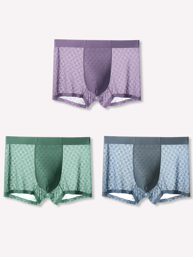 3 Pack Mens Ice Silk Underwear Soft Ultra-Thin Trunks