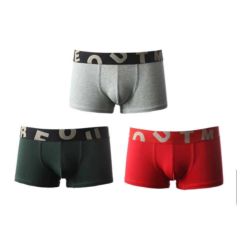 3 Pack Mens U Bulge Pouch Cotton Boxer Shorts