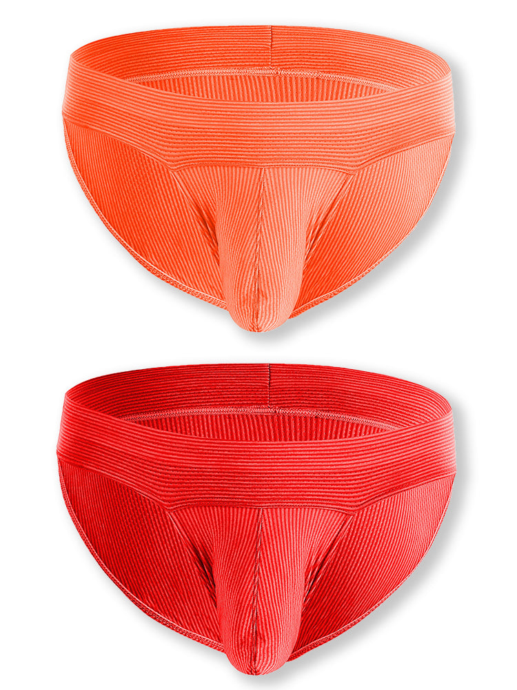 2 Pack Ball Support Pouch Ribbed Men's Bikini Underwear