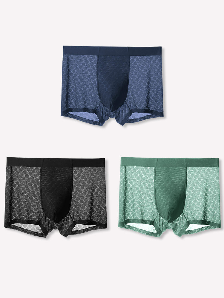 3 Pack Mens Ice Silk Underwear Soft Ultra-Thin Trunks
