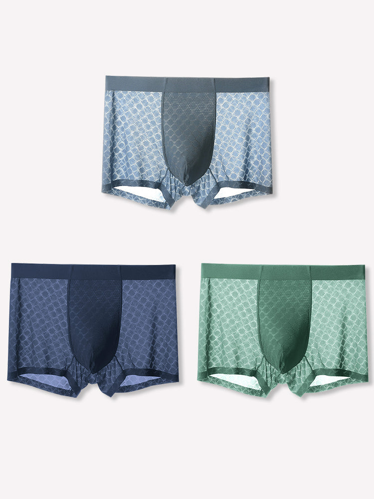 3 Pack Mens Ice Silk Underwear Soft Ultra-Thin Trunks