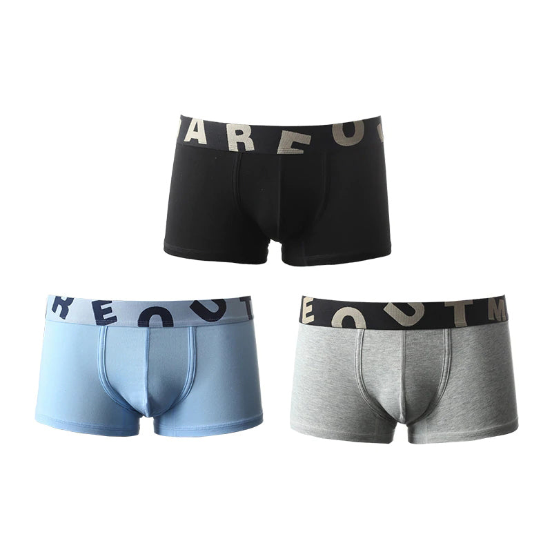 3 Pack Mens U Bulge Pouch Cotton Boxer Shorts