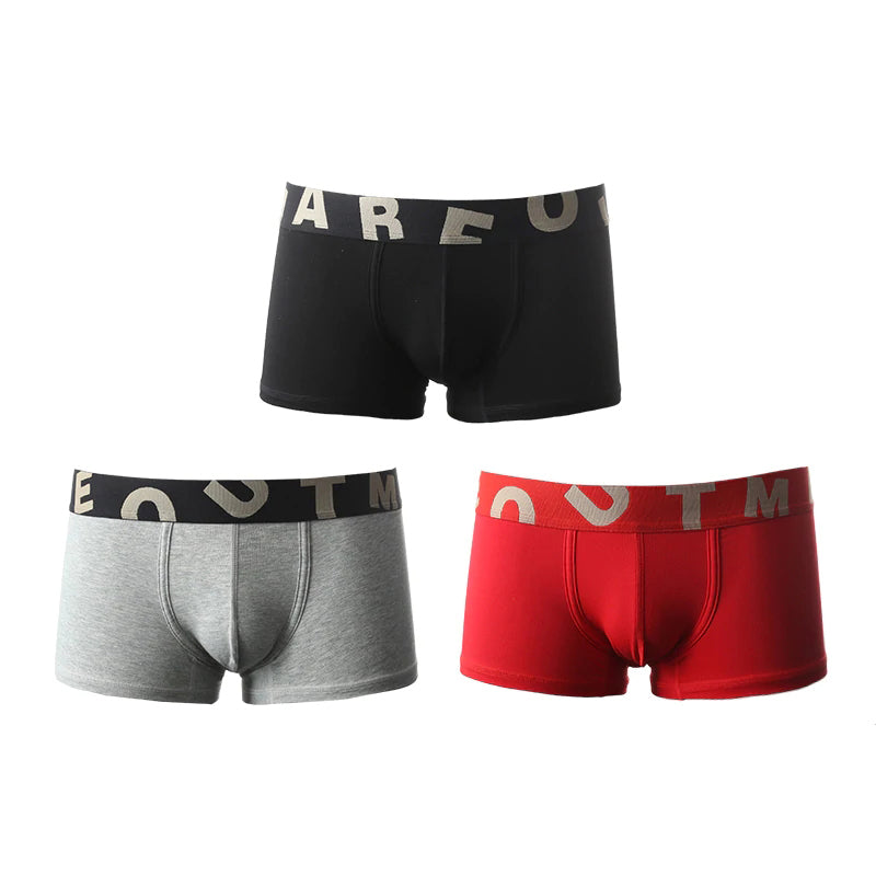 3 Pack Mens U Bulge Pouch Cotton Boxer Shorts