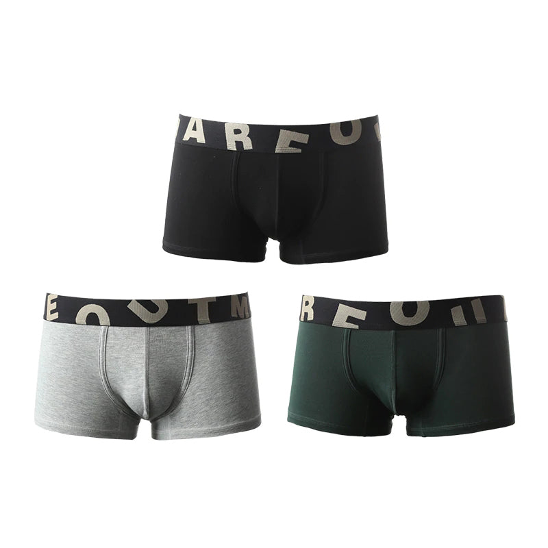 3 Pack Mens U Bulge Pouch Cotton Boxer Shorts