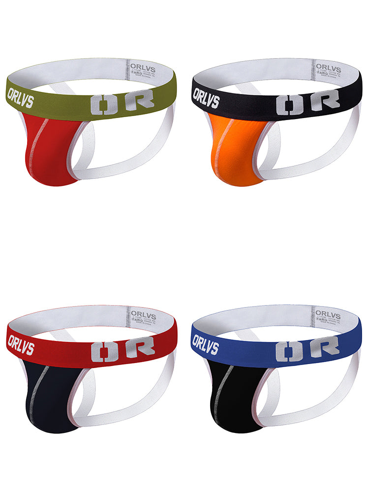 4 Pack Contrast Colors Low Rise Jockstraps | Omffiby