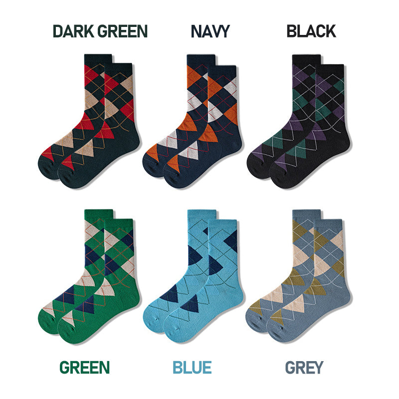 5 Pack Men's Textured Diamond Crew Sock