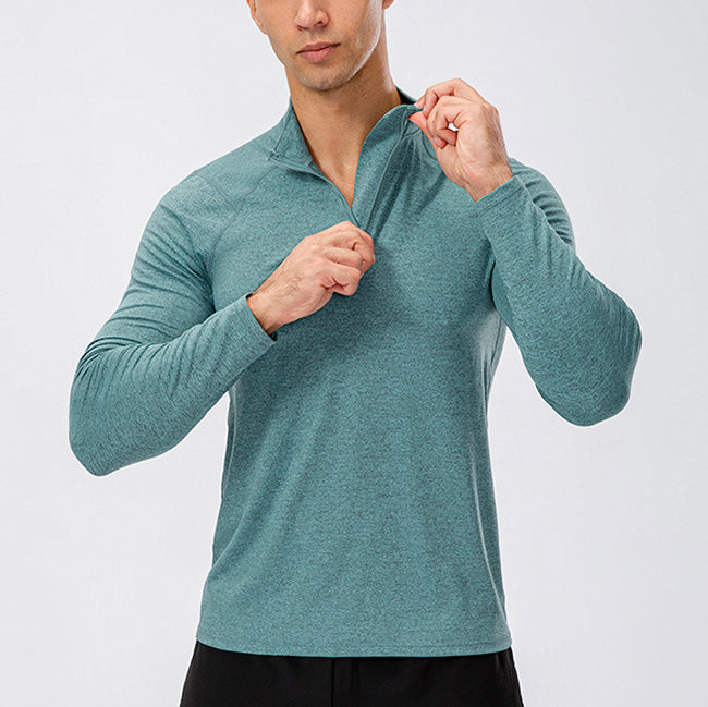 Men's Active Slim-fit Quarter Zip Long Sleeve Outdoor Athletic Performance Pullover