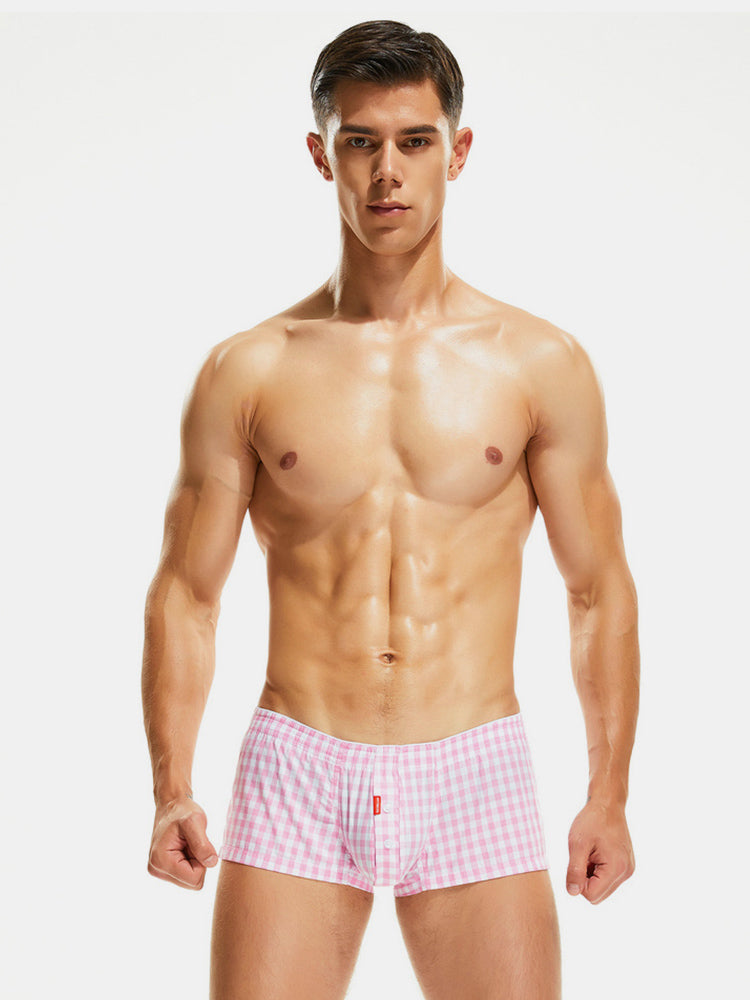 Plaid 100% Cotton Men's Soft Boxer Briefs