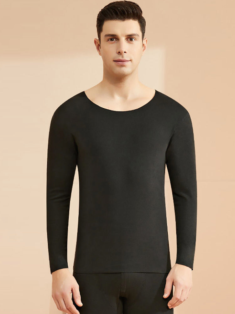 Men's Seamless Splice Thin Design Thermal Set