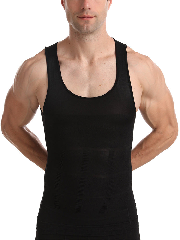 Mens Waist Body Shaper Vest T-Shirt Tank Tops