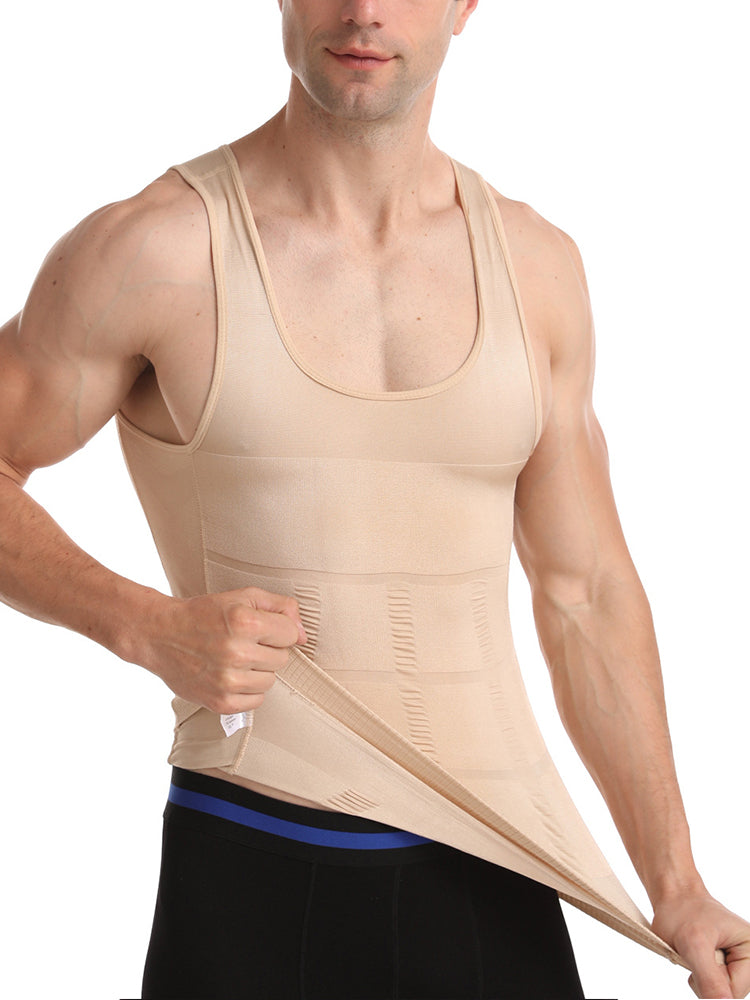 Mens Waist Body Shaper Vest T-Shirt Tank Tops