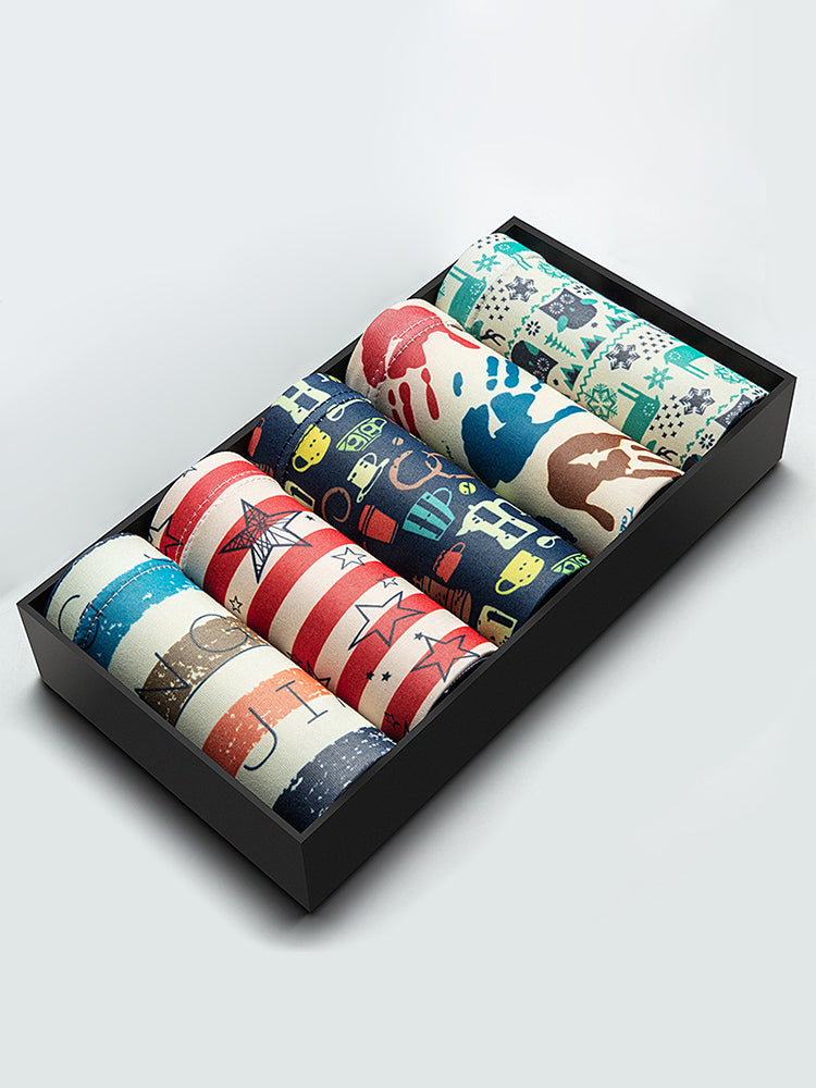 5-Pack Ice Silk Breathable Print Men's Trunks