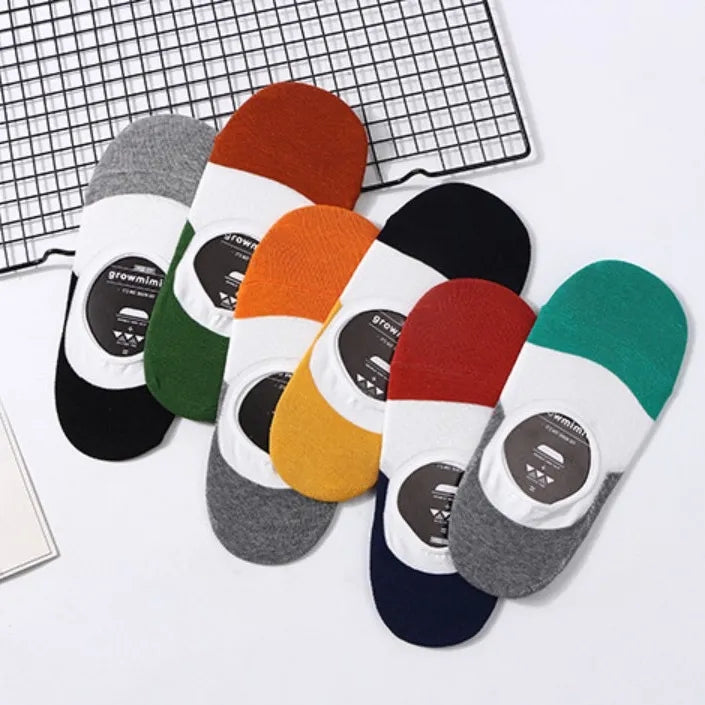 4 Pack Mens Color Block No-show Socks