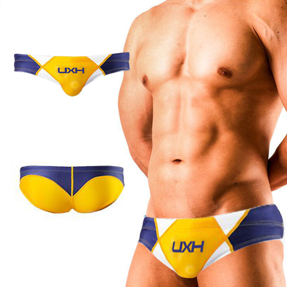 Men's Contrast Color Retro Mesh Bikini Briefs
