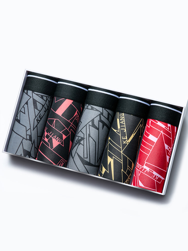 5-Pack Ice Silk Breathable Print Men's Trunks