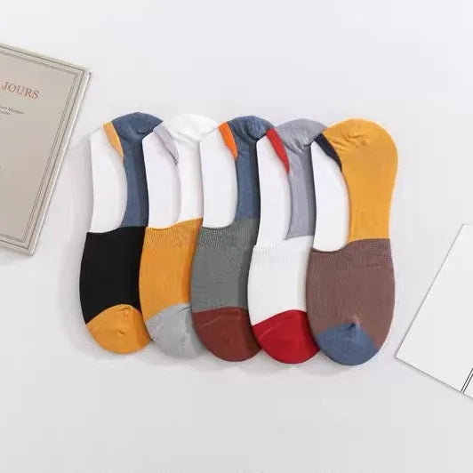 4 Pack Mens Color Block No-show Socks
