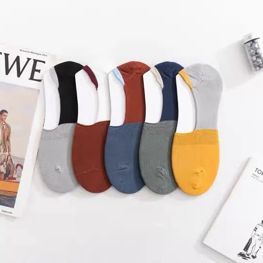 4 Pack Mens Color Block No-show Socks