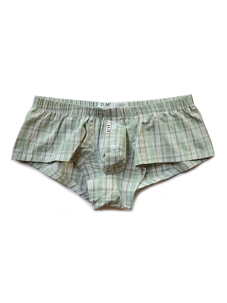 Mens Plaid Front Pouch Boxer Shorts