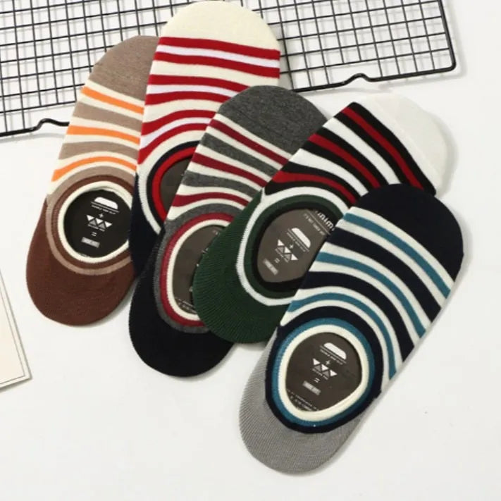 4 Pack Mens Color Block No-show Socks