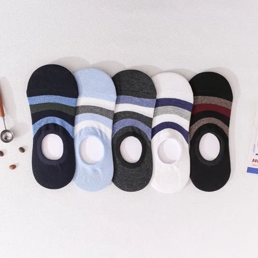 4 Pack Mens Color Block No-show Socks
