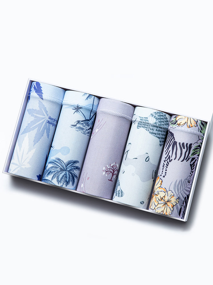 5-Pack Ice Silk Breathable Print Men's Trunks