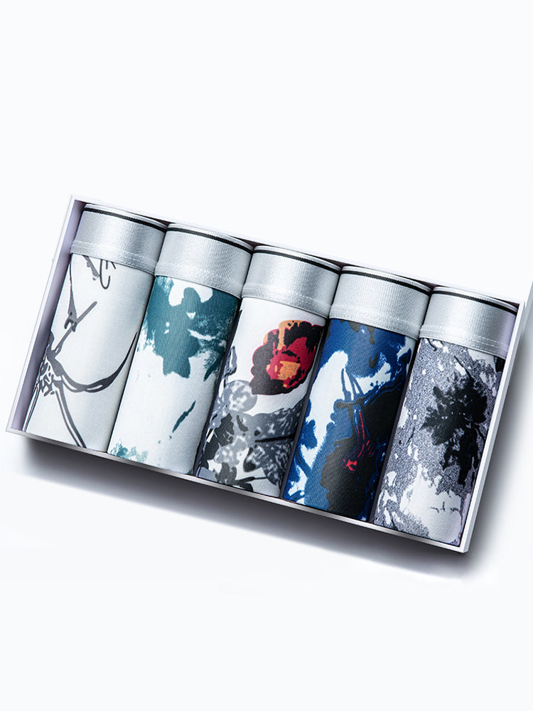 5-Pack Ice Silk Breathable Print Men's Trunks