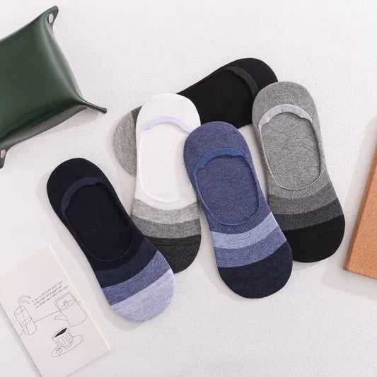 4 Pack Mens Color Block No-show Socks