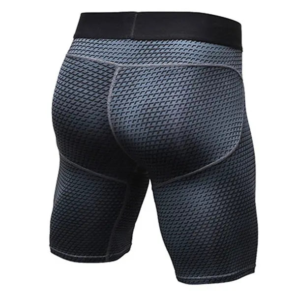 Mens 3D Printed Elastic Quick Dry Fitness Sport Shorts