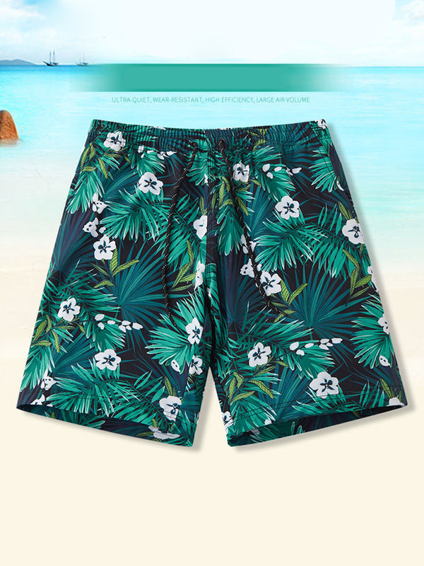 Men Quick Dry Drawstring Printed Ling Swim Trunks